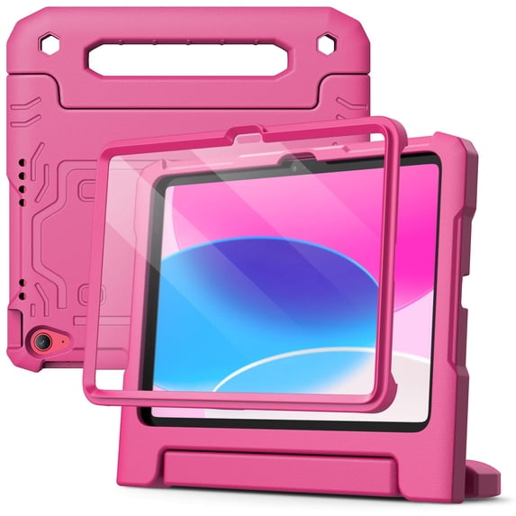 JETech Kids Case for iPad (A16) 11th/10th Generation (2025/2022) with Built-in Screen Protector, Shockproof Full-Body Handle Stand Tablet Protective Cover (Plum)