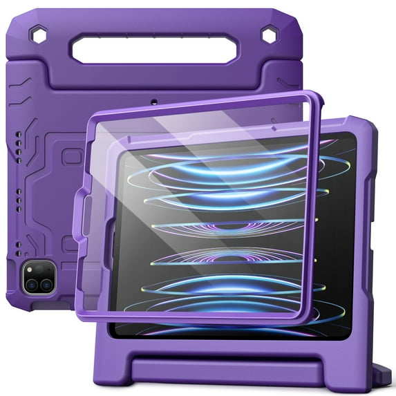 JETech Kids Case for iPad Pro 11 Inch All Models, iPad Air 5/4 (10.9-Inch) with Built-in Screen Protector, Shockproof Full-Body Handle Stand Tablet Protective Cover (Deep Purple)