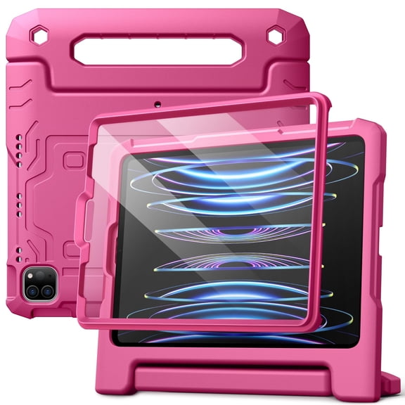 JETech Kids Case for iPad Pro 11 Inch All Models, iPad Air 5/4 (10.9-Inch) with Built-in Screen Protector, Shockproof Full-Body Handle Stand Tablet Protective Cover (Plum)