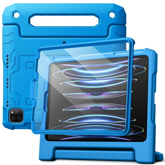JETech Kids Case for iPad Pro 11 Inch All Models, iPad Air 5/4 (10.9-Inch) with Built-in Screen Protector, Shockproof Full-Body Handle Stand Tablet Protective Cover (Blue)