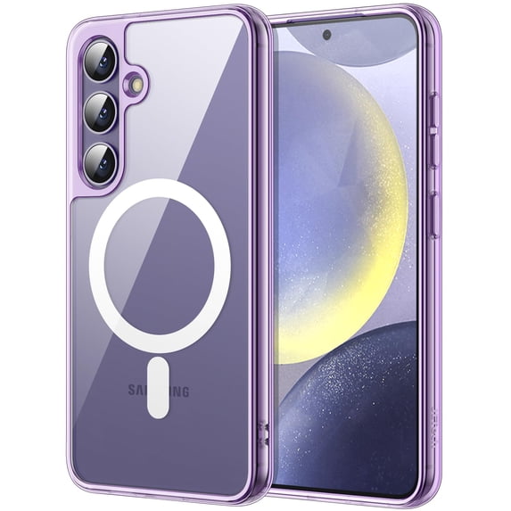 JETech Magnetic Case for Samsung Galaxy S24+ / S24 Plus 5G, Compatible with MagSafe, Shockproof Protective Phone Cover, Non-Yellowing Hard Clear PC Back (Purple)