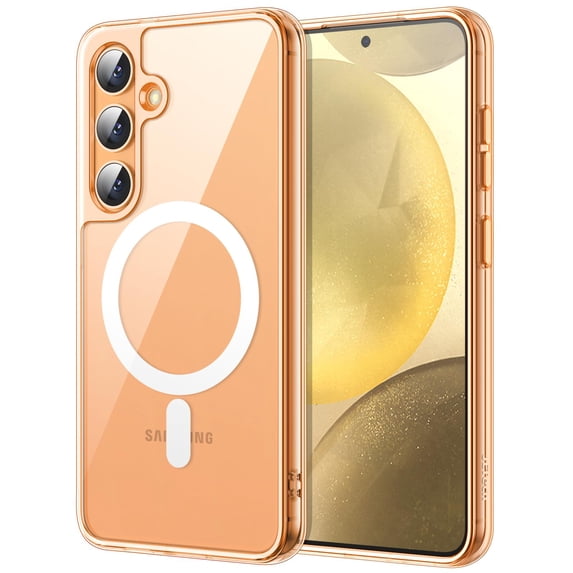 JETech Magnetic Case for Samsung Galaxy S24+ / S24 Plus 5G, Compatible with MagSafe, Shockproof Protective Phone Cover, Non-Yellowing Hard Clear PC Back (Sandstone Orange)
