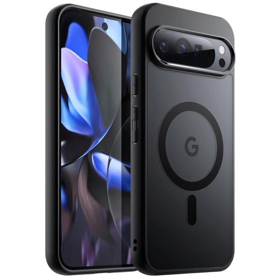 JETech Magnetic Case for Google Pixel 9/9 Pro 2024, Compatible with MagSafe, Translucent Matte Back Shockproof Phone Cover (Black)
