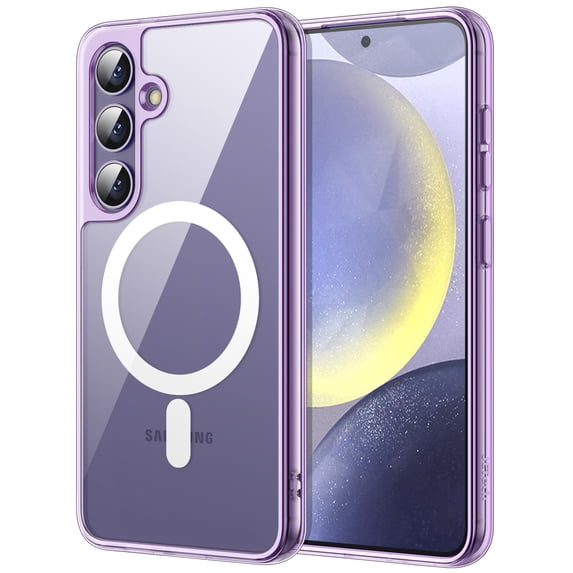 JETech Magnetic Case for Samsung Galaxy S24 5G, Compatible with MagSafe, Shockproof Protective Phone Cover, Non-Yellowing Hard Clear PC Back (Purple)