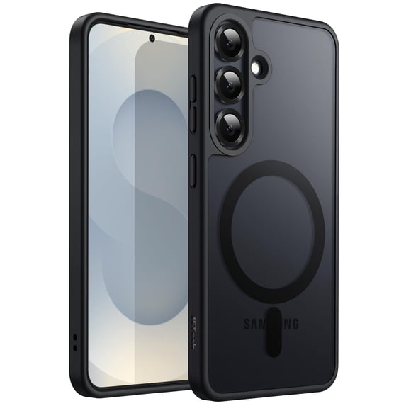 JETech Magnetic Case for Samsung Galaxy S25 5G, Compatible with MagSafe, Translucent Matte Back Shockproof Phone Cover (Black)