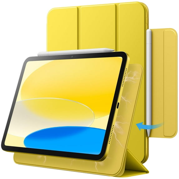 JETech Magnetic Case for iPad (A16) 11th/10th Generation (2025/2022), Magnetic Attachment, Slim Tablet Cover with Auto Wake/Sleep (Yellow)