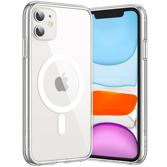 JETech Magnetic Case for iPhone 11 6.1-Inch Compatible with MagSafe Wireless Charging, Shockproof Phone Bumper Cover, Anti-Scratch Clear Back (Clear)