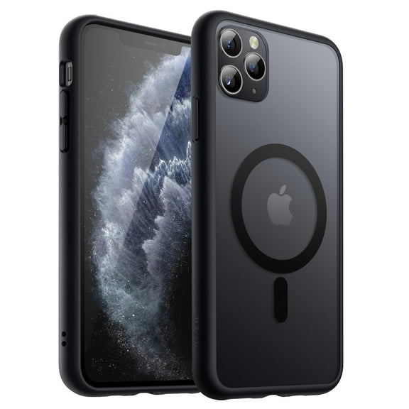 JETech Magnetic Case for iPhone 11 Pro Max 6.5-Inch Compatible with MagSafe, Translucent Matte Back Slim Shockproof Phone Cover (Black)