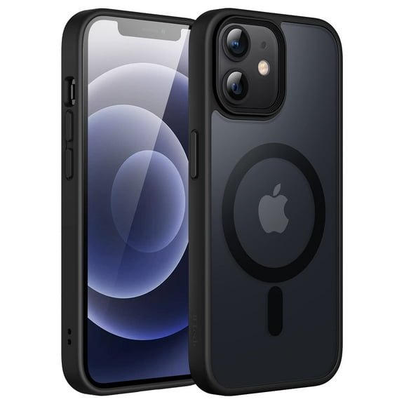 JETech Magnetic Case for iPhone 12/12 Pro 6.1-Inch Compatible with MagSafe, Translucent Matte Back Slim Shockproof Phone Cover (Black)