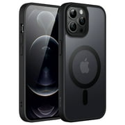 JETech Magnetic Case for iPhone 12 Pro Max 6.7-Inch Compatible with MagSafe, Translucent Matte Back Slim Shockproof Phone Cover Black