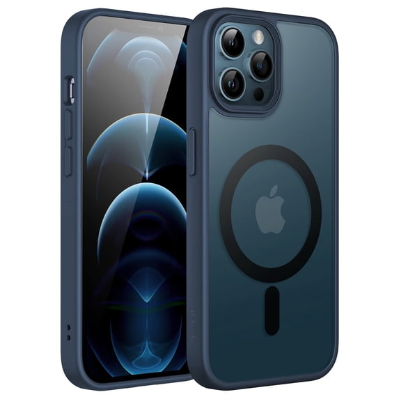 JETech Magnetic Case for iPhone 12 Pro Max 6.7-Inch Compatible with MagSafe, Translucent Matte Back Slim Shockproof Phone Cover (Storm Blue)