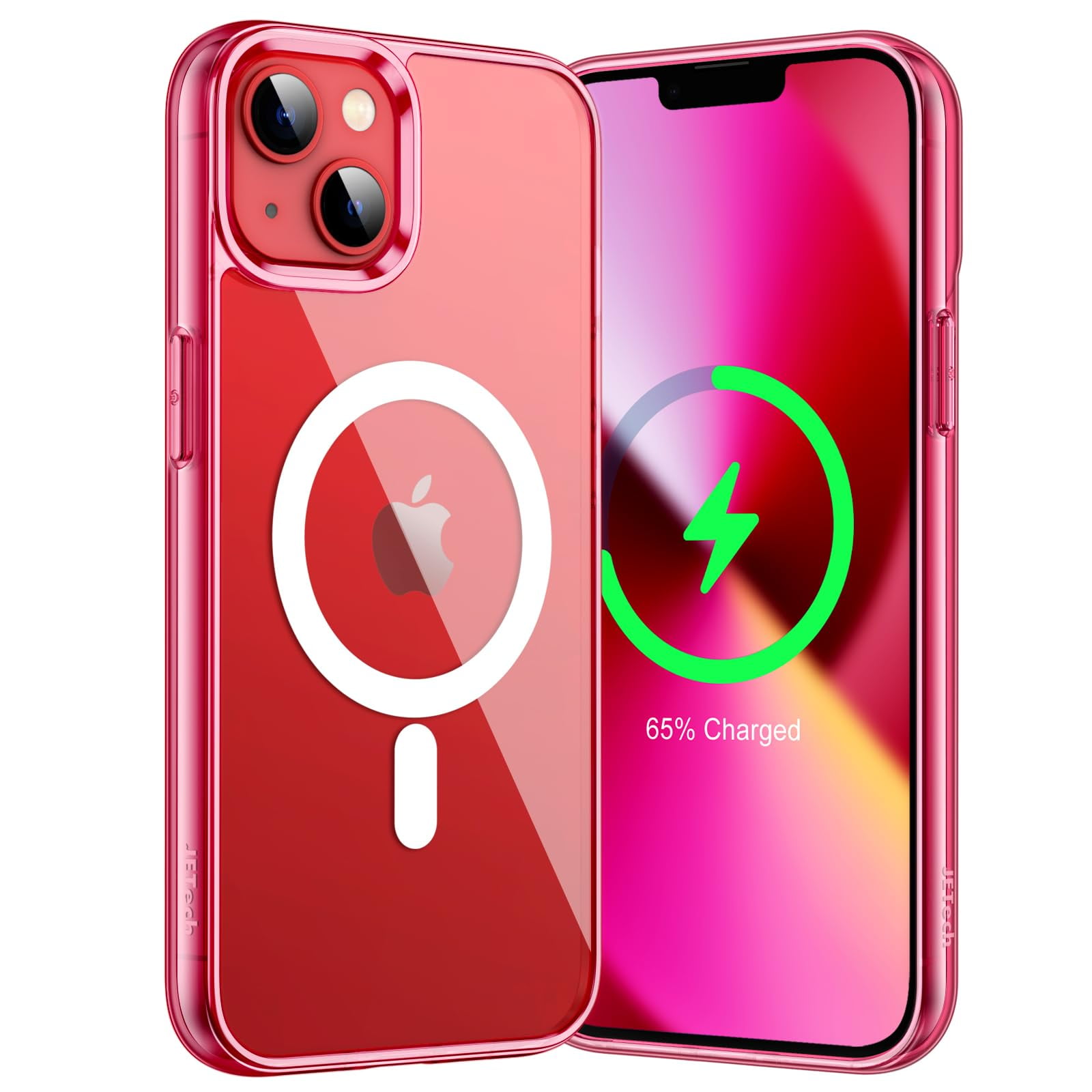 JETech Magnetic Case voor iPhone 15 Pro 6,1-Inch Compatibel met MagSafe Draadloos Opladen, Schokbestendig Hoesje Cover, Krasbestendige Transparant Achterkant (Zwart/Wit