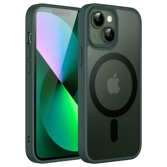 JETech Magnetic Case for iPhone 13 Mini 5.4-Inch Compatible with MagSafe, Translucent Matte Back Slim Shockproof Phone Cover (Dark Green)