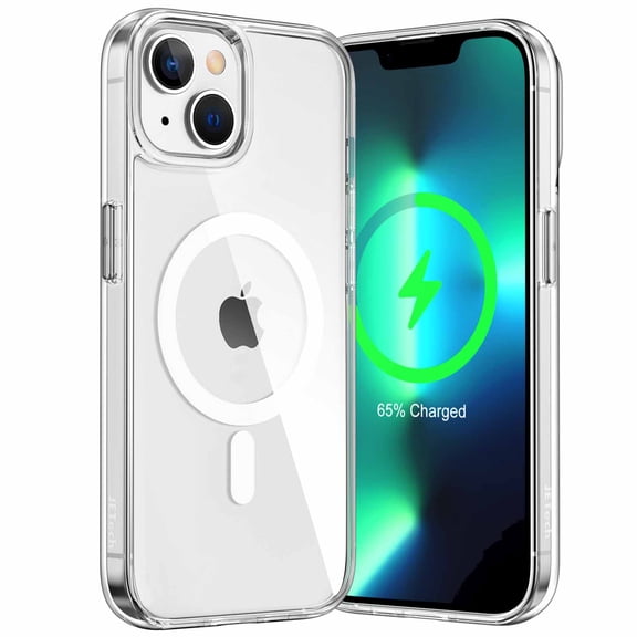 JETech Magnetic Case for iPhone 14 6.1-Inch Compatible with MagSafe Wireless Charging, Shockproof Phone Bumper Cover, Anti-Scratch Clear Back (Clear)