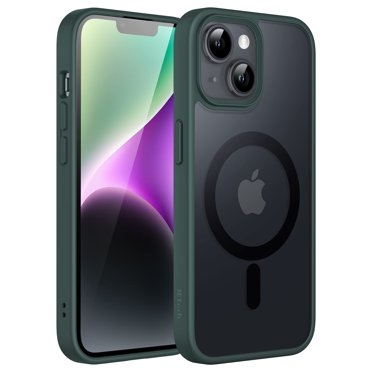 JETech Magnetic Case for iPhone 14 Plus 6.7-Inch Compatible with MagSafe, Translucent Matte Back Slim Shockproof Phone Cover (Dark Green)
