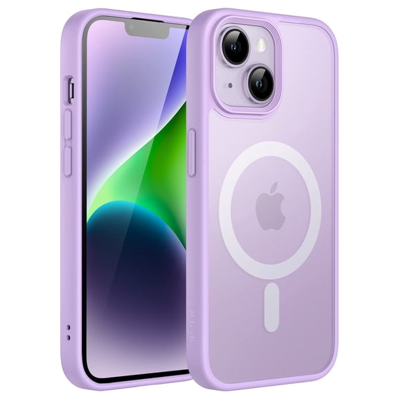 JETech Magnetic Case for iPhone 14 Plus 6.7-Inch Compatible with MagSafe, Translucent Matte Back Slim Shockproof Phone Cover (Light Purple)