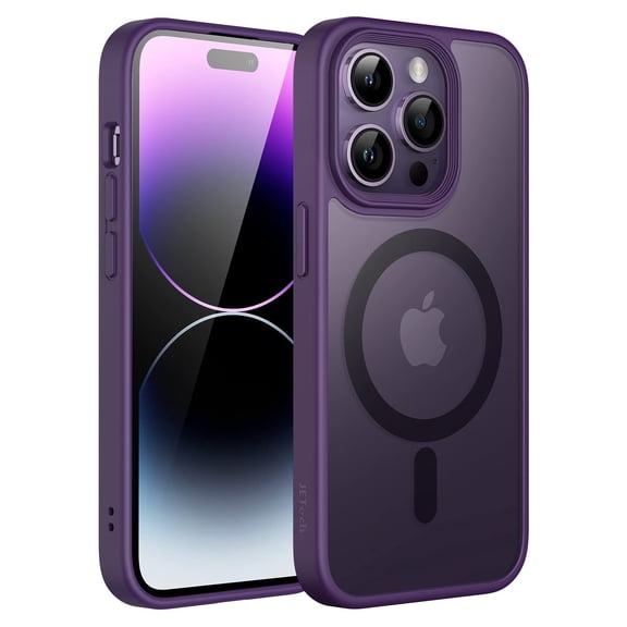 JETech Magnetic Case for iPhone 14 Pro 6.1-Inch Compatible with MagSafe, Translucent Matte Back Slim Shockproof Phone Cover (Deep Purple)