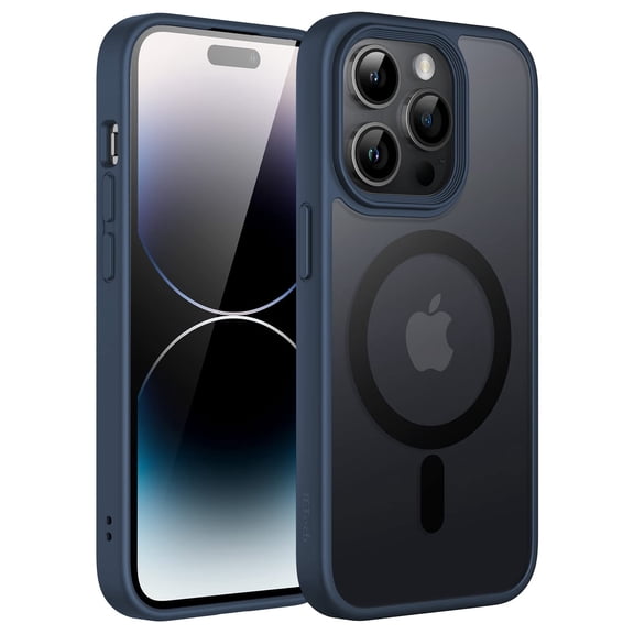 JETech Magnetic Case for iPhone 14 Pro Max 6.7-Inch Compatible with MagSafe, Translucent Matte Back Slim Shockproof Phone Cover (Storm Blue)