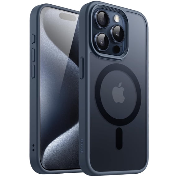 JETech Magnetic Case for iPhone 15 Pro 6.1-Inch Compatible with MagSafe, Translucent Matte Back Slim Shockproof Phone Cover (Storm Blue)