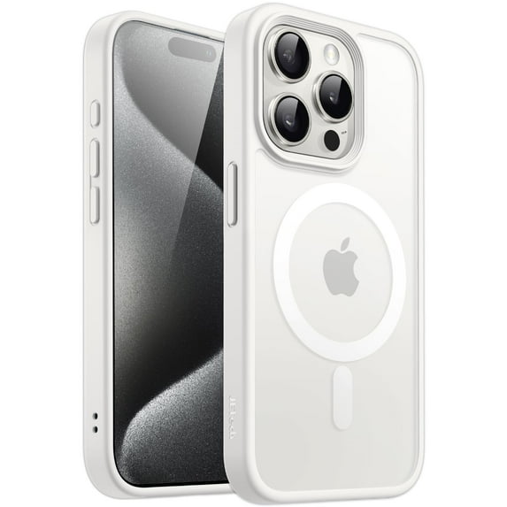 JETech Magnetic Case for iPhone 15 Pro 6.1-Inch Compatible with MagSafe, Translucent Matte Back Slim Shockproof Phone Cover (White)