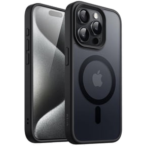 JETech Magnetic Case for iPhone 15 Pro Max 6.7-Inch Compatible with MagSafe, Translucent Matte Back Slim Shockproof Phone Cover (Black)