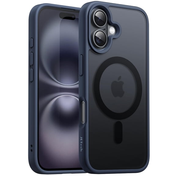 JETech Magnetic Case for iPhone 16 6.1-Inch Compatible with MagSafe, Translucent Matte Back Slim Shockproof Phone Cover (Storm Blue)