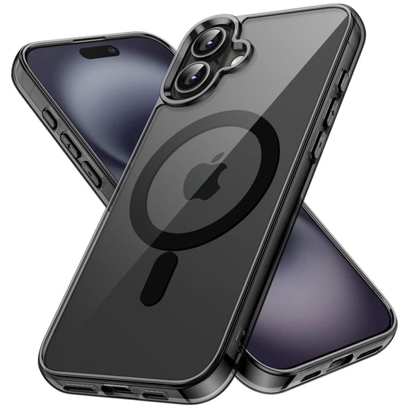 JETech Magnetic Case for iPhone 16 Plus 6.7-Inch Compatible with MagSafe, Shockproof Phone Bumper Cover, Anti-Scratch Clear Back (Black)