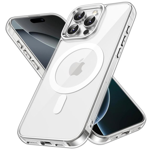 JETech Magnetic Case for iPhone 16 Pro 6.3-Inch Compatible with MagSafe, Shockproof Phone Bumper Cover, Anti-Scratch Clear Back (Clear)