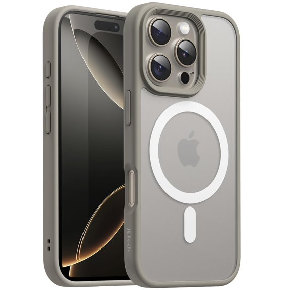 JETech Magnetic Case for iPhone 16 Pro 6.3-Inch Compatible with MagSafe, Translucent Matte Back Slim Shockproof Phone Cover (Natural Titanium)