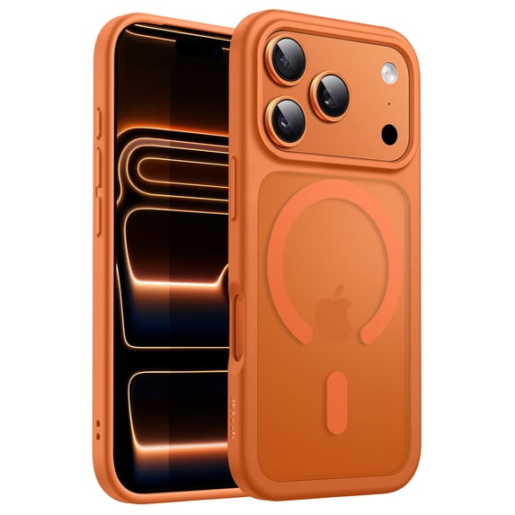 JETech Magnetic Case for iPhone 17 Pro 6.3-Inch Compatible with MagSafe Phone Cover (Orange)