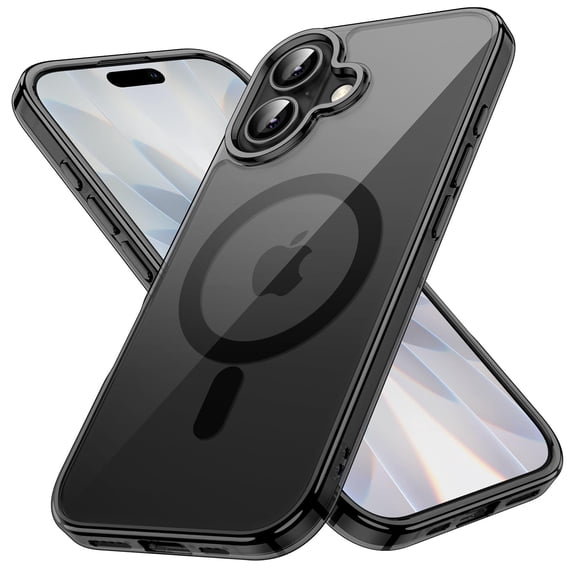 JETech Magnetic Case for iPhone New 6.3-Inch Compatible with MagSafe, Shockproof Phone Bumper Cover, Anti-Scratch Clear Back (Black)