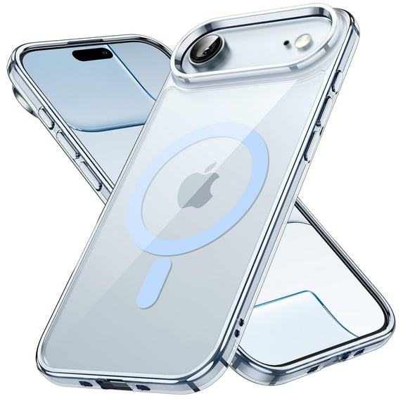 JETech Magnetic Case for iPhone 17 Air Compatible with MagSafe, Shockproof Phone Bumper Cover, Anti-Scratch Clear Back (Blue)