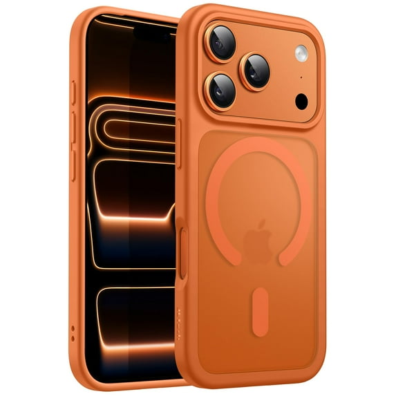 JETech Magnetic Case for iPhone New Pro Max 6.9-Inch Compatible with MagSafe, Translucent Matte Back Slim Minimalist Shockproof Phone Cover (Orange)