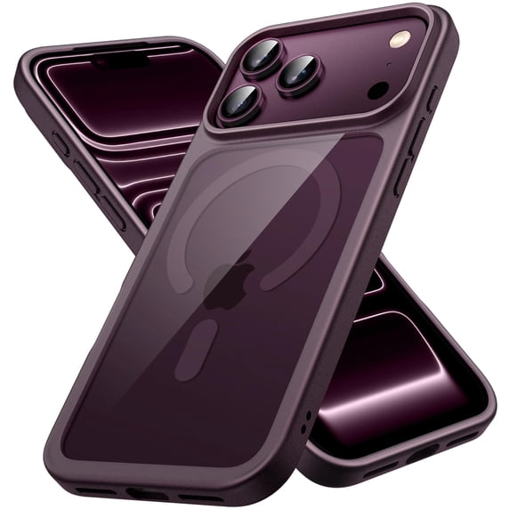 JETech Magnetic Case for iPhone 18 Pro Max |Compatible with MagSafe, Solid Color TPU Frame (Dark Cherry)