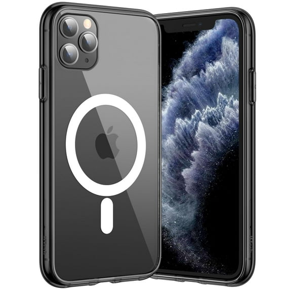 JETech Magnetic Case for iPhone 11 Pro 5.8-Inch Compatible with MagSafe Wireless Charging, Shockproof Phone Bumper Cover, Anti-Scratch Clear Back (Black)