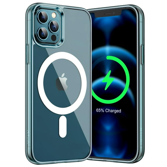 JETech Magnetic Case for iPhone 12 Pro Max 6.7-Inch Compatible with MagSafe Wireless Charging, Shockproof Phone Bumper Cover, Anti-Scratch Clear Back (Pacific Blue)