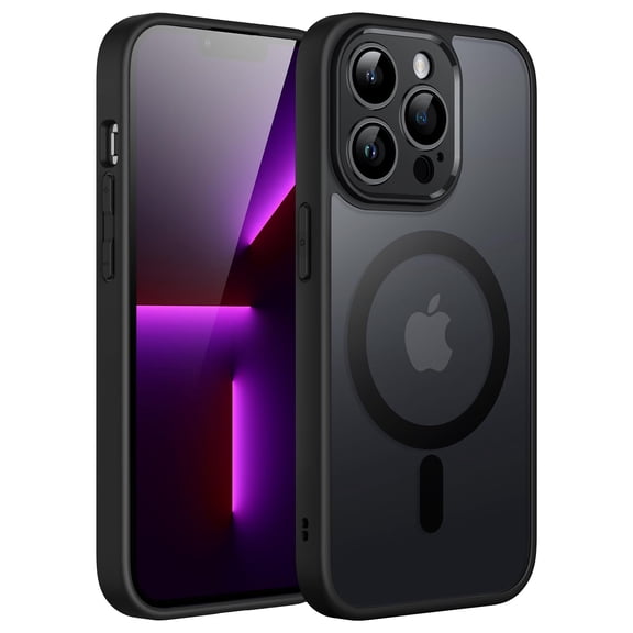 JETech Magnetic Case for iPhone 13 Pro 6.1-Inch, Compatible with MagSafe, Translucent Matte Back Camera Lens Full Protection Slim Shockproof Phone Cover (Black)