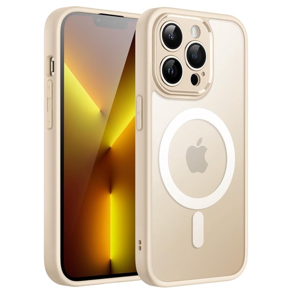 JETech Magnetic Case for iPhone 13 Pro 6.1-Inch, Compatible with MagSafe, Translucent Matte Back Camera Lens Full Protection Slim Shockproof Phone Cover (Light Gold)