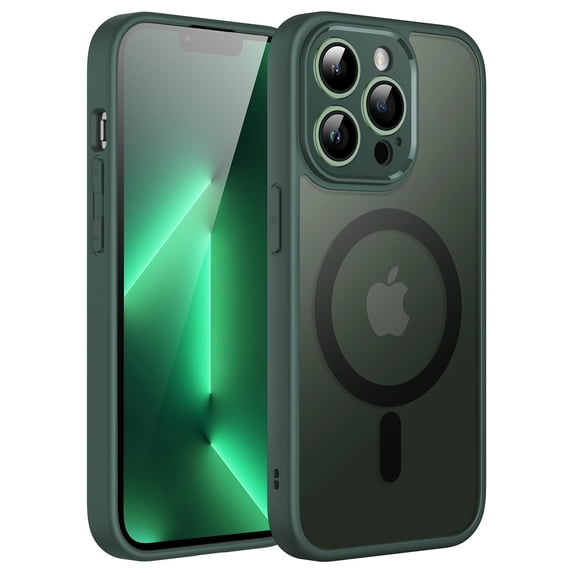 JETech Magnetic Case for iPhone 13 Pro 6.1-Inch, Compatible with MagSafe, Translucent Matte Back Camera Lens Full Protection Slim Shockproof Phone Cover (Midnight Green)