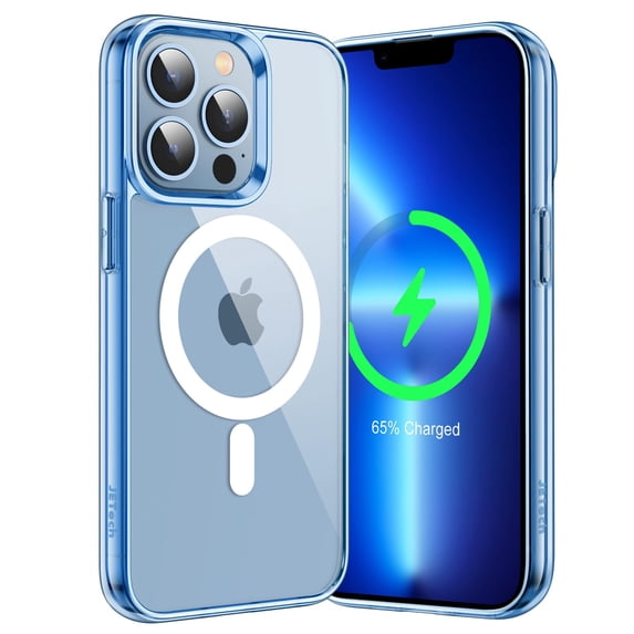 JETech Magnetic Case for iPhone 13 Pro 6.1-Inch Compatible with MagSafe Wireless Charging, Shockproof Phone Bumper Cover, Anti-Scratch Clear Back (Sierra Blue)