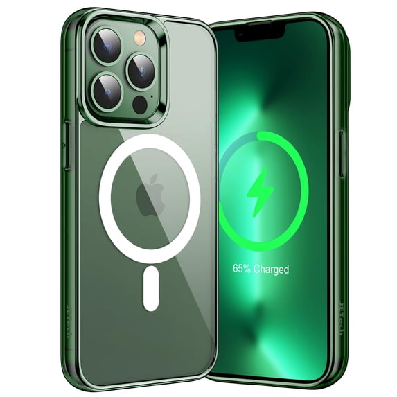 JETech Magnetic Case for iPhone 13 Pro Max 6.7-Inch Compatible with MagSafe Wireless Charging, Shockproof Phone Bumper Cover, Anti-Scratch Clear Back (Alpine Green)