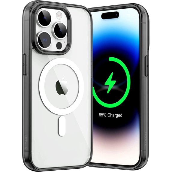 JETech Magnetic Case for iPhone 14 Pro Max 6.7-Inch Compatible with MagSafe Wireless Charging, Shockproof Phone Bumper Cover, Anti-Scratch Clear Back (Black)