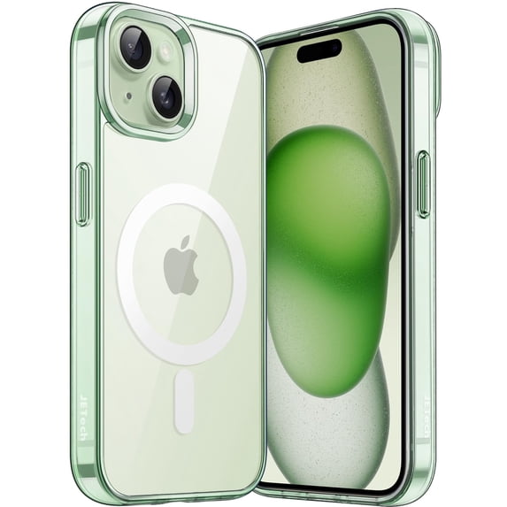 JETech Magnetic Case for iPhone 15 Plus 6.7-Inch Compatible with MagSafe Wireless Charging, Shockproof Phone Bumper Cover, Anti-Scratch Clear Back (Green)