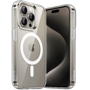 JETech Magnetic Case for iPhone 15 Pro Max 6.7-Inch Compatible with MagSafe Wireless Charging, Shockproof Phone Bumper Cover, Anti-Scratch Clear Back (Clear)