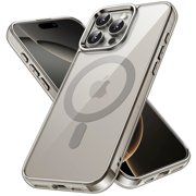 JETech Magnetic Case for iPhone 16 Pro Max 6.9-Inch Compatible with MagSafe, Shockproof Phone Bumper Cover, Anti-Scratch Clear Back Natural Titanium
