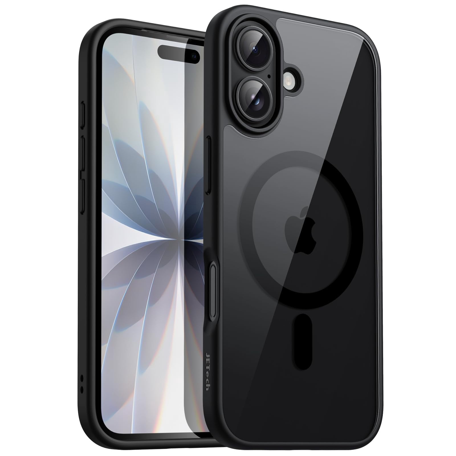 JETech 5-in-1 Matte Hoes Voor IPhone 17 6,3 Inch – Met 2x Gehard Glas Schermbeschermer, 2x Camerabeschermer En Doorzichtige Matte Backcover, Zwart