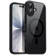 JETech Magnetic Case for iPhone 17 6.3-Inch Compatible with MagSafe, Shockproof Phone Bumper Cover, Solid Color Matte TPU Frame, Anti-Scratch Clear Back Black