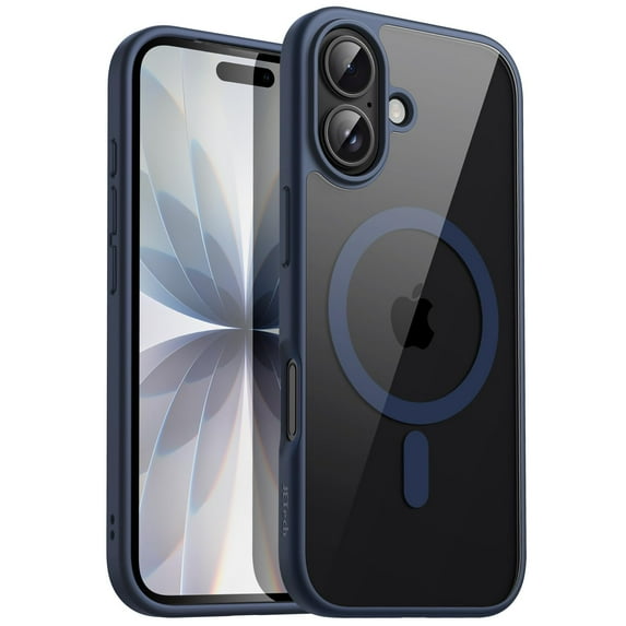 JETech Magnetic Case for iPhone 17 6.3-Inch Compatible with MagSafe, Shockproof Phone Bumper Cover, Solid Color Matte TPU Frame, Anti-Scratch Clear Back (Storm Blue)