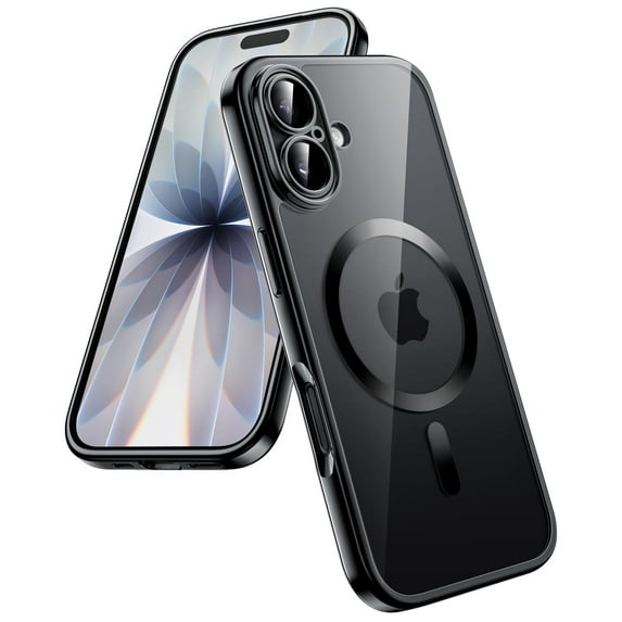 JETech Magnetic Case for iPhone 17 6.3-Inch, Full Camera Lens Protection, Compatible with MagSafe, Soft Electroplated TPU Frame with Hard Clear PC Back, Shockproof Phone Cover (Black)