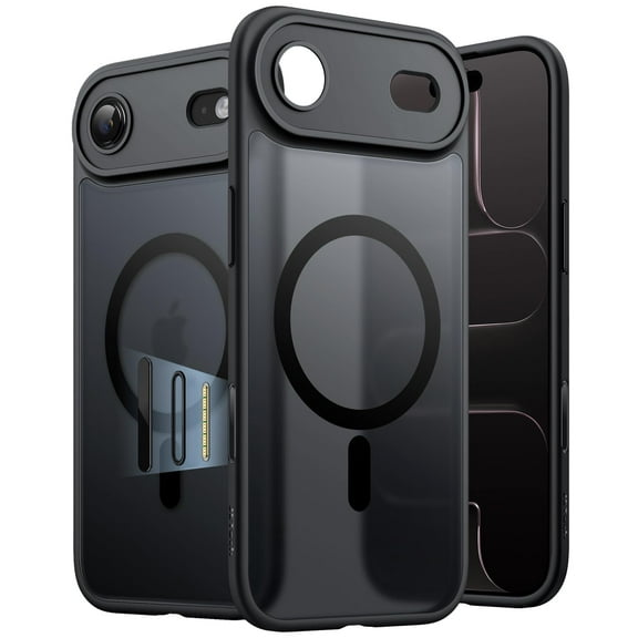 JETech Magnetic Case for iPhone Air 6.5-Inch Compatible with MagSafe, Shockproof Slim Phone Cover with Built-in Camera Control Button, Matte Translucent Back (Black)